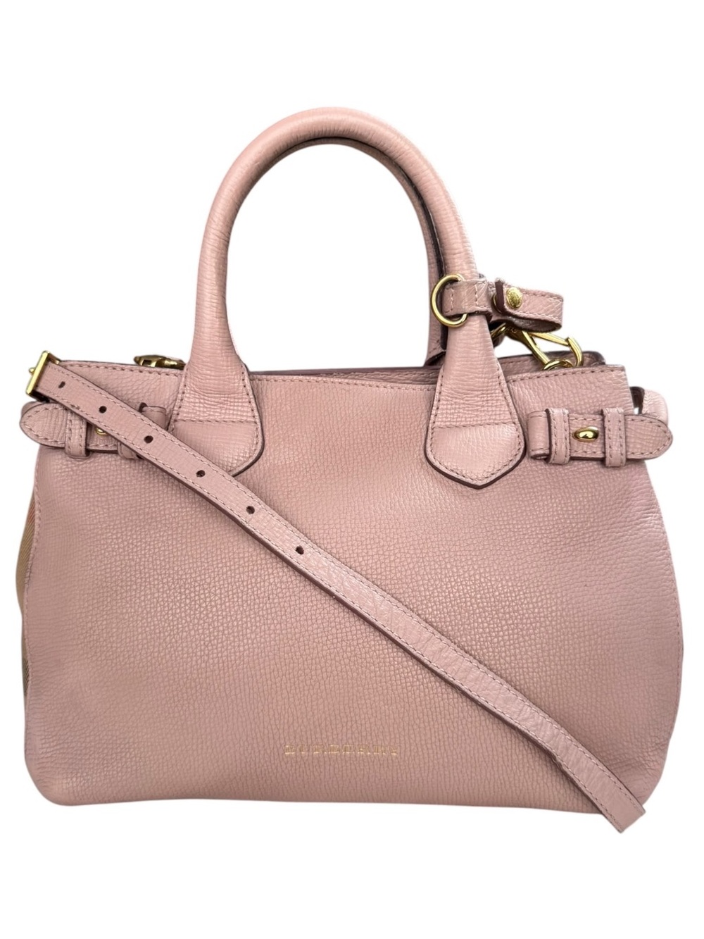 Burberry Banner tote leather and house check canvas small